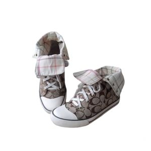 COACH Bonney Womens Bleeker Sig C Canvas Hi-Top Logo Sneakers Brown Sz 7.5 A1283